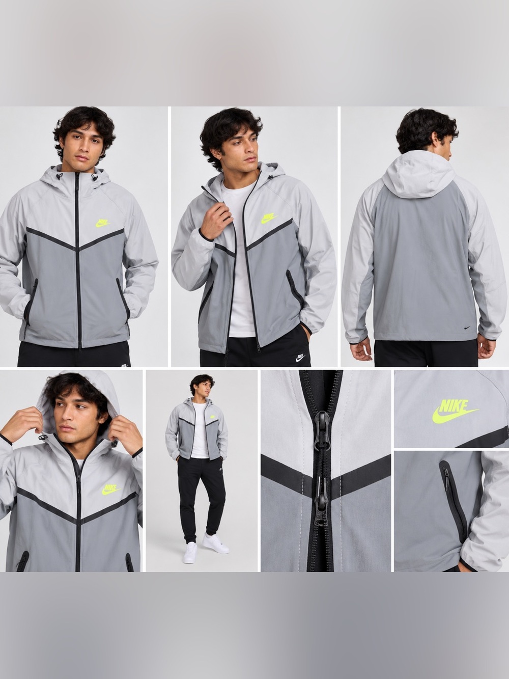 Nike Sportswear Windrunner Hooded Jacket Gray Volt Men’s L NWT